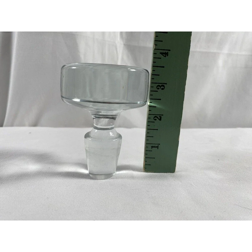 Vintage Large Heavy Clear Glass Round Mushroom Stopper Only #642 READ